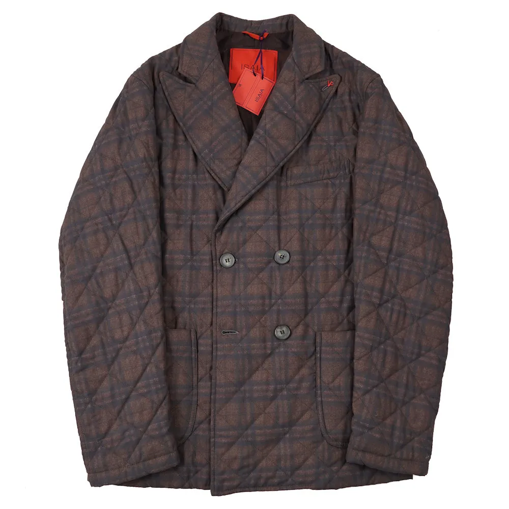 Isaia Printed Quilted Puffer Pea Coat