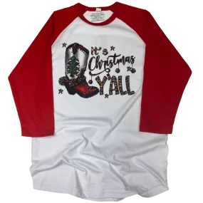 It's Christmas Y'all Raglan Tee HV132