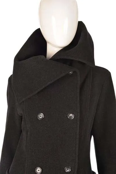 Ivan Grundahl Black Wool Large Collar Coat