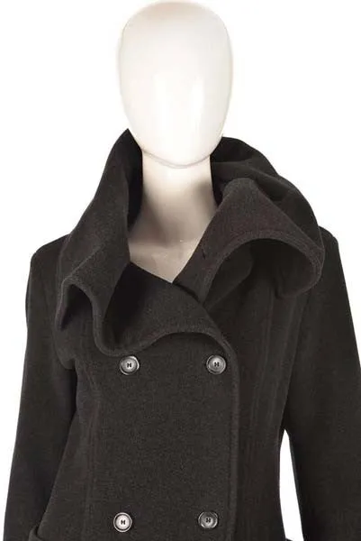 Ivan Grundahl Black Wool Large Collar Coat