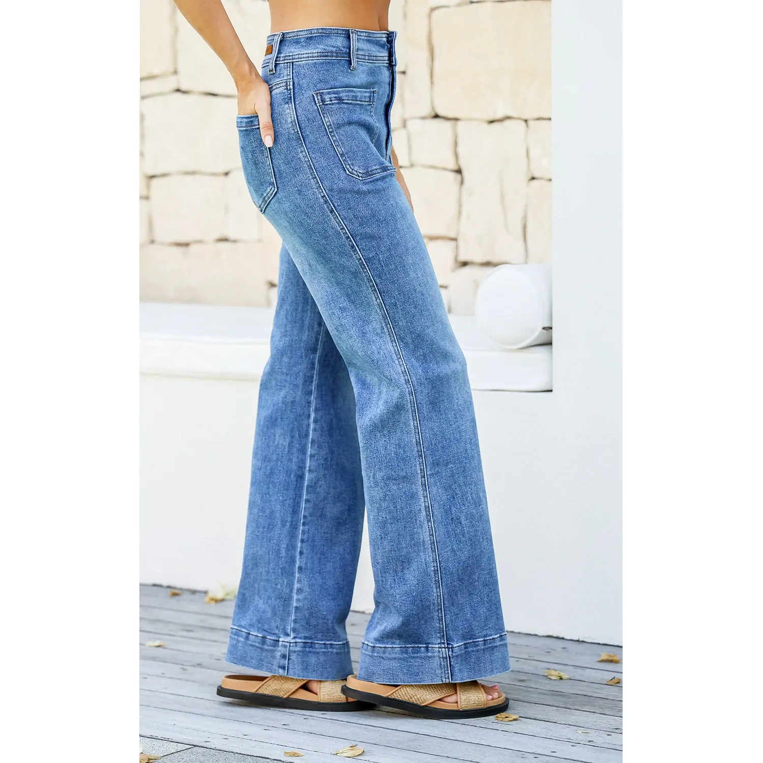 Jeans Pocket Front Wide Leg