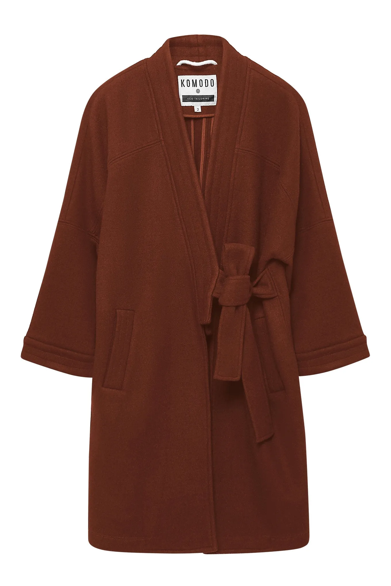 KAIA - Wool Blend Twill Coat Chestnut