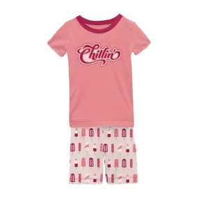 KicKee Pants Macaroon Popsicles Graphic Tee S/S Pajama Set with Shorts