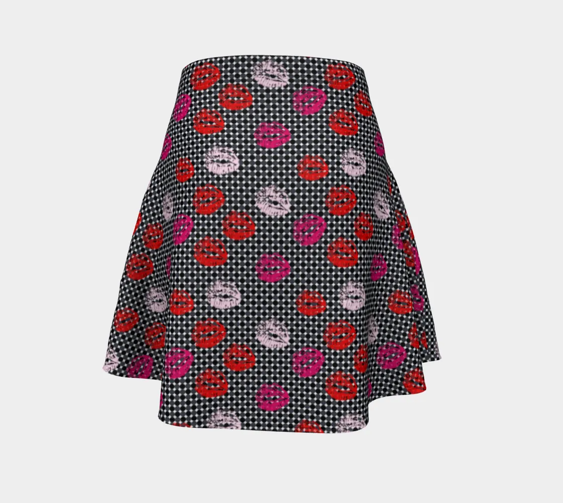 Kisses and Micro Polkadots Flare Skirts