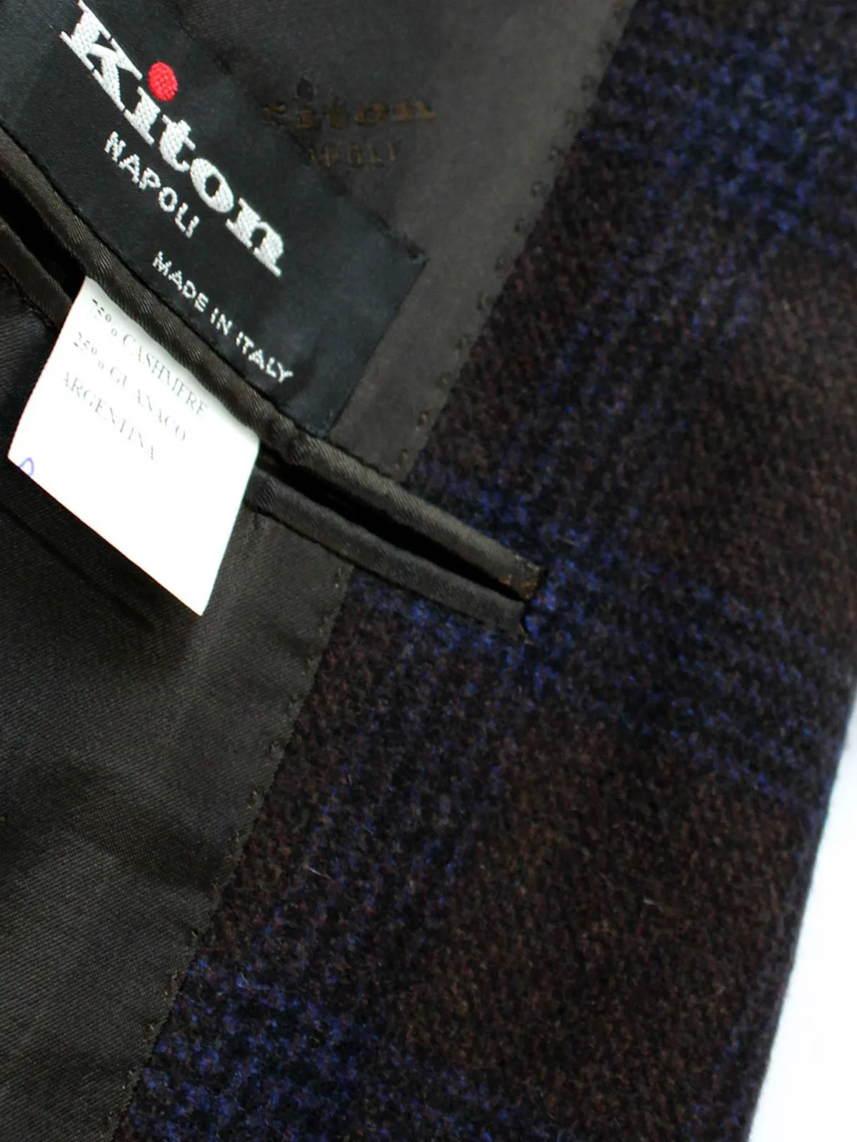 Kiton Guanaco Sport Coat Brown Royal Blue Black EUR 56/ US 44 REDUCED - SALE