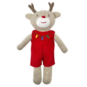 Knit Reindeer Doll with Red Embroidered Romper