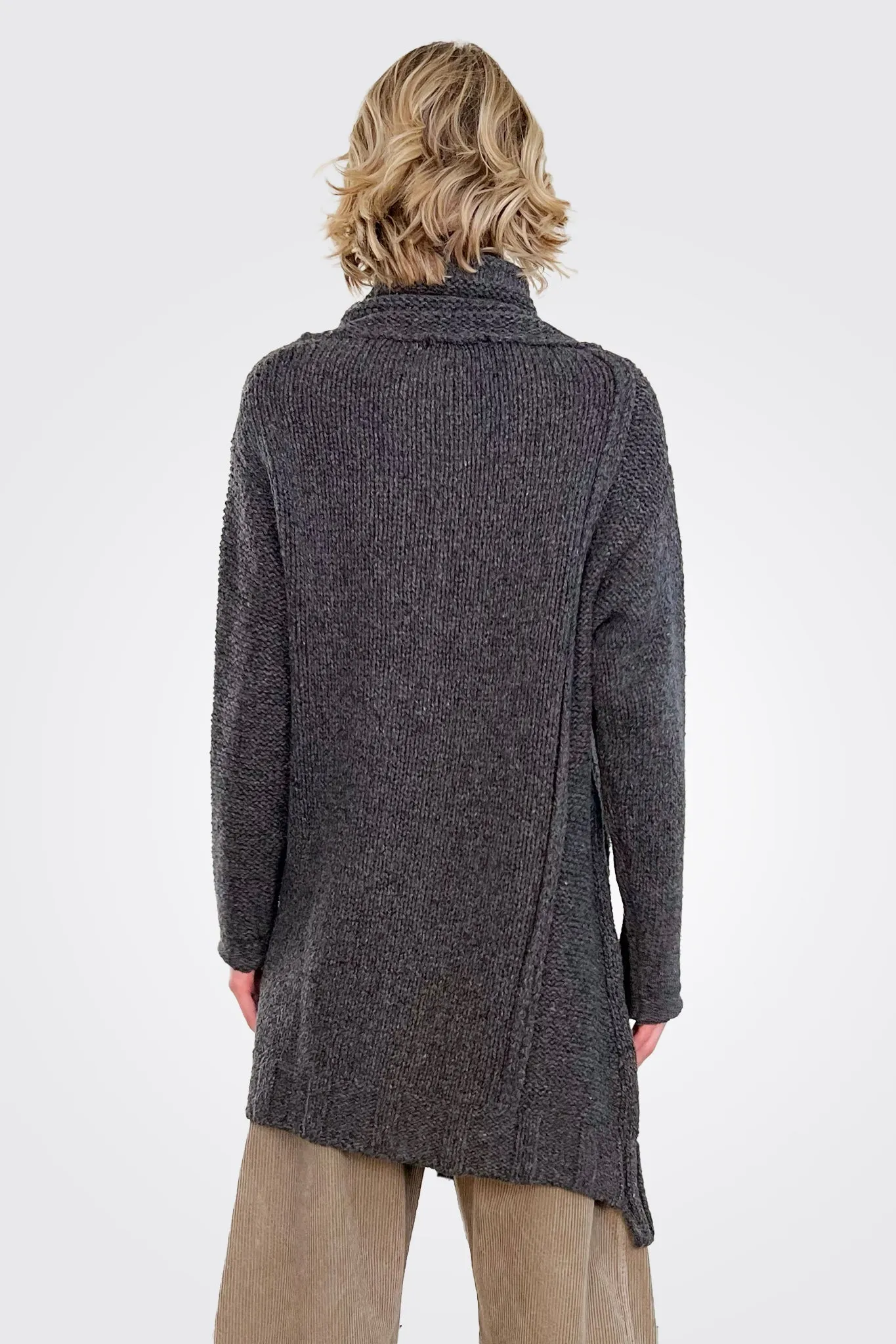 Knitted Detailed Cardigan - Charcoal