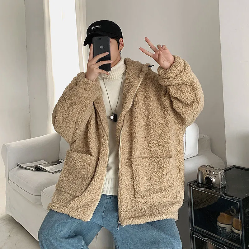 [Korean Style] 3 Color Lamb Fur Hoodie Jackets