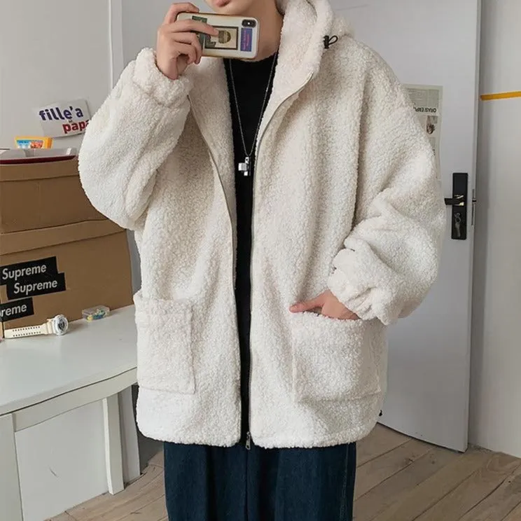 [Korean Style] 3 Color Lamb Fur Hoodie Jackets