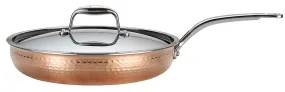 Lagostina Martellata Tri-Ply Copper 12-Inch Covered Skillet