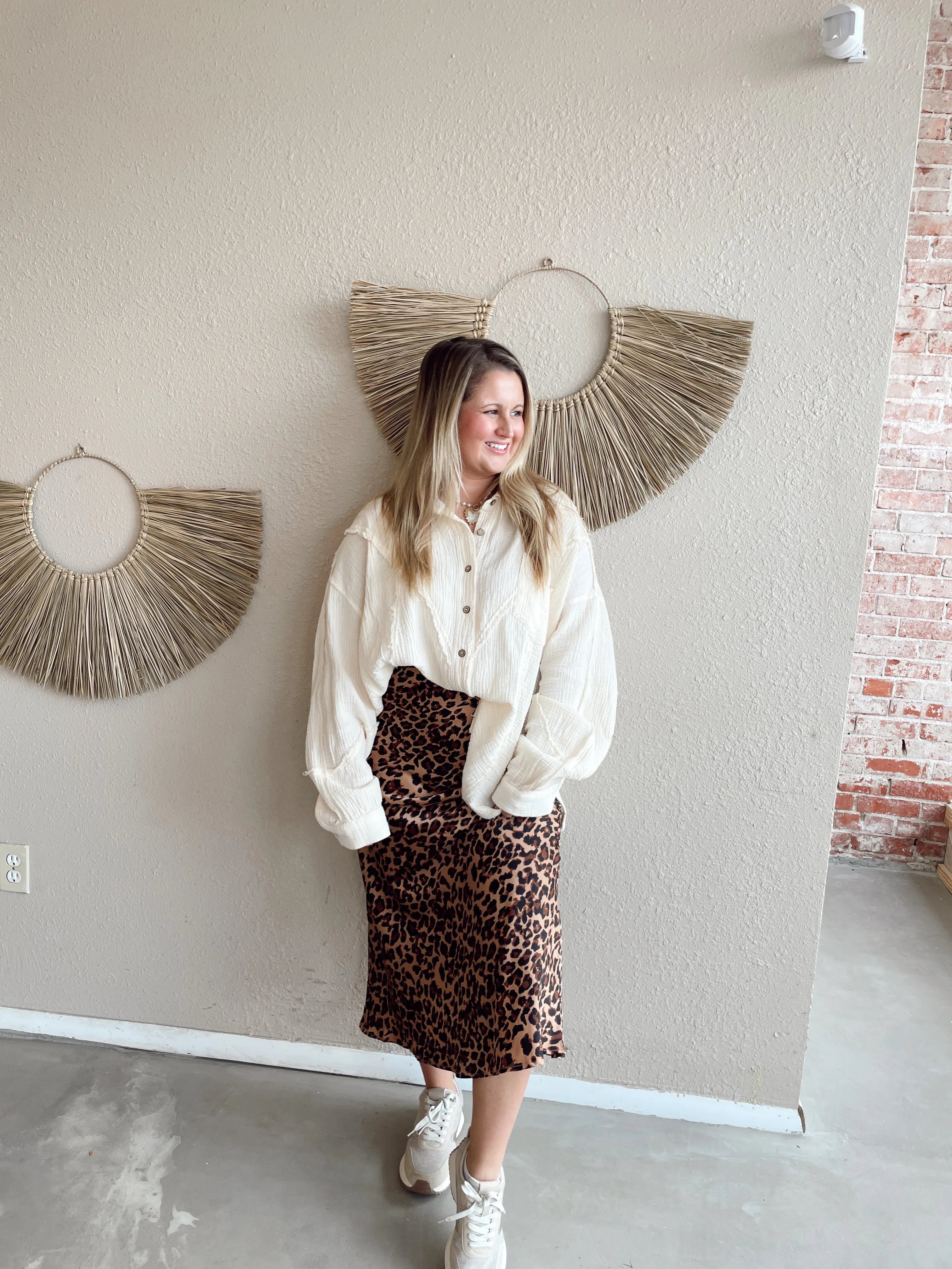 Leopard Midi Skirt in Brown