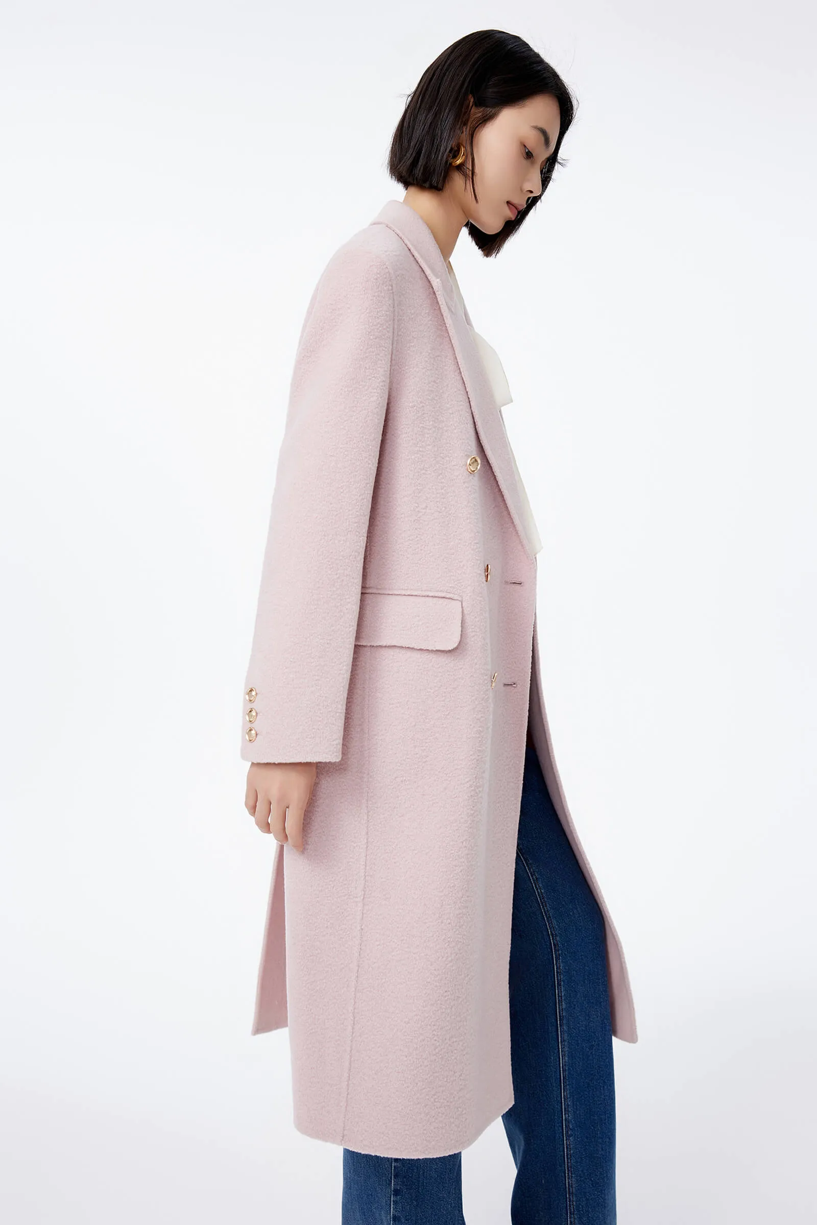 LILY Double-Breasted Sheep Wool Overcoat