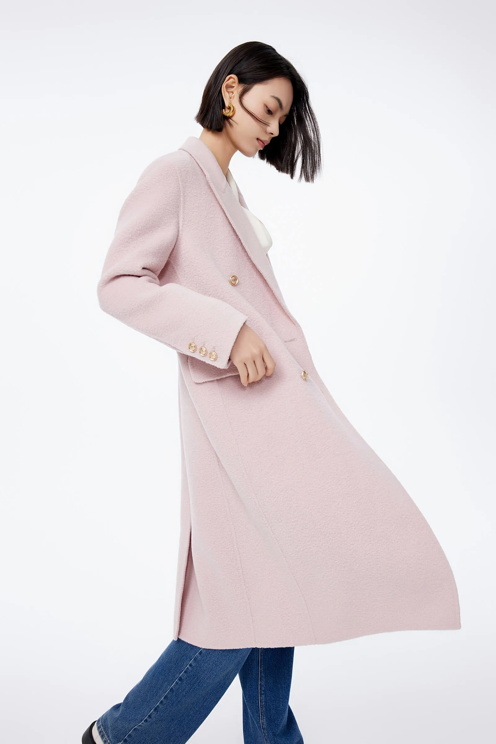 LILY Double-Breasted Sheep Wool Overcoat