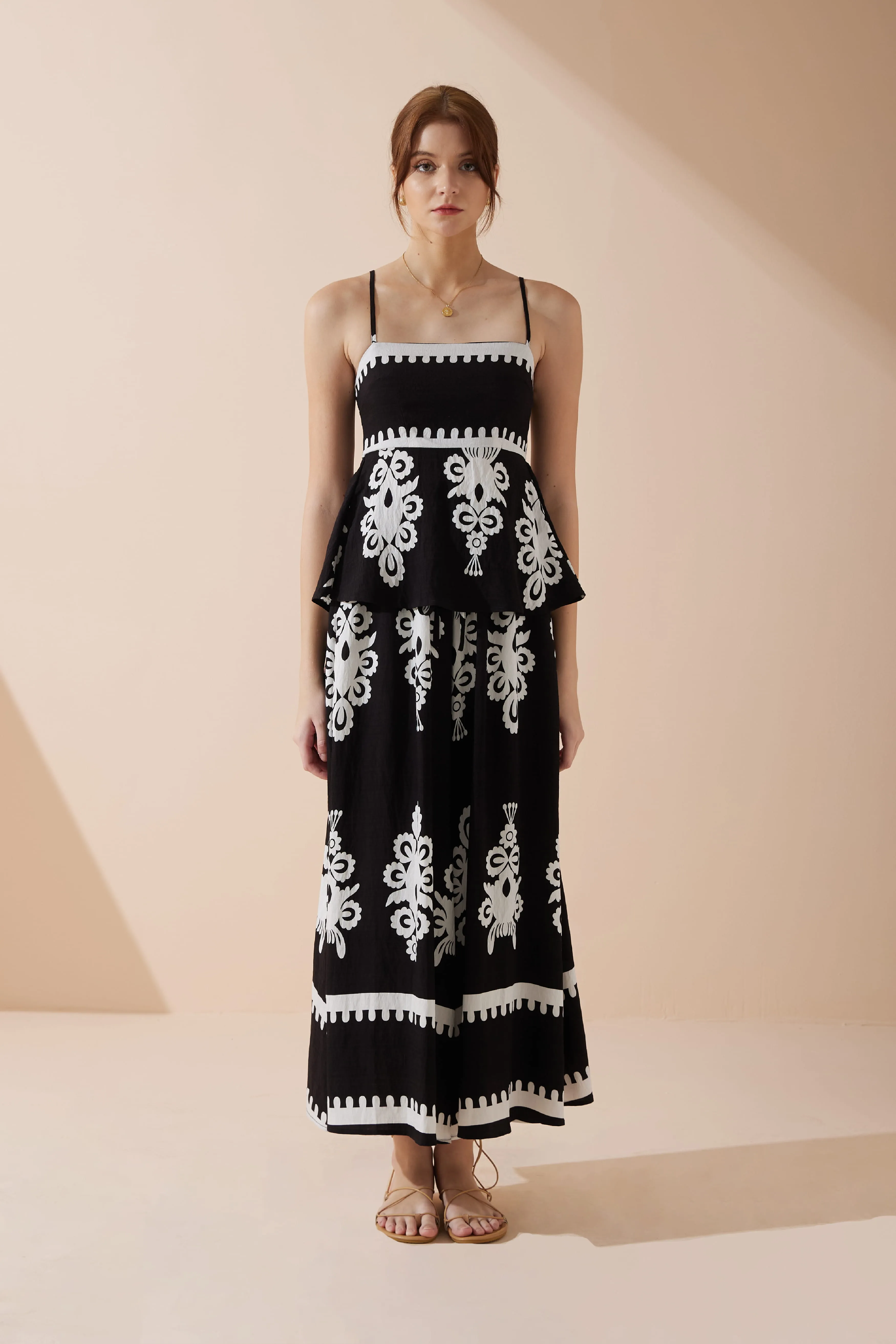 Luna Black Abstract Wide Leg Cropped Pants