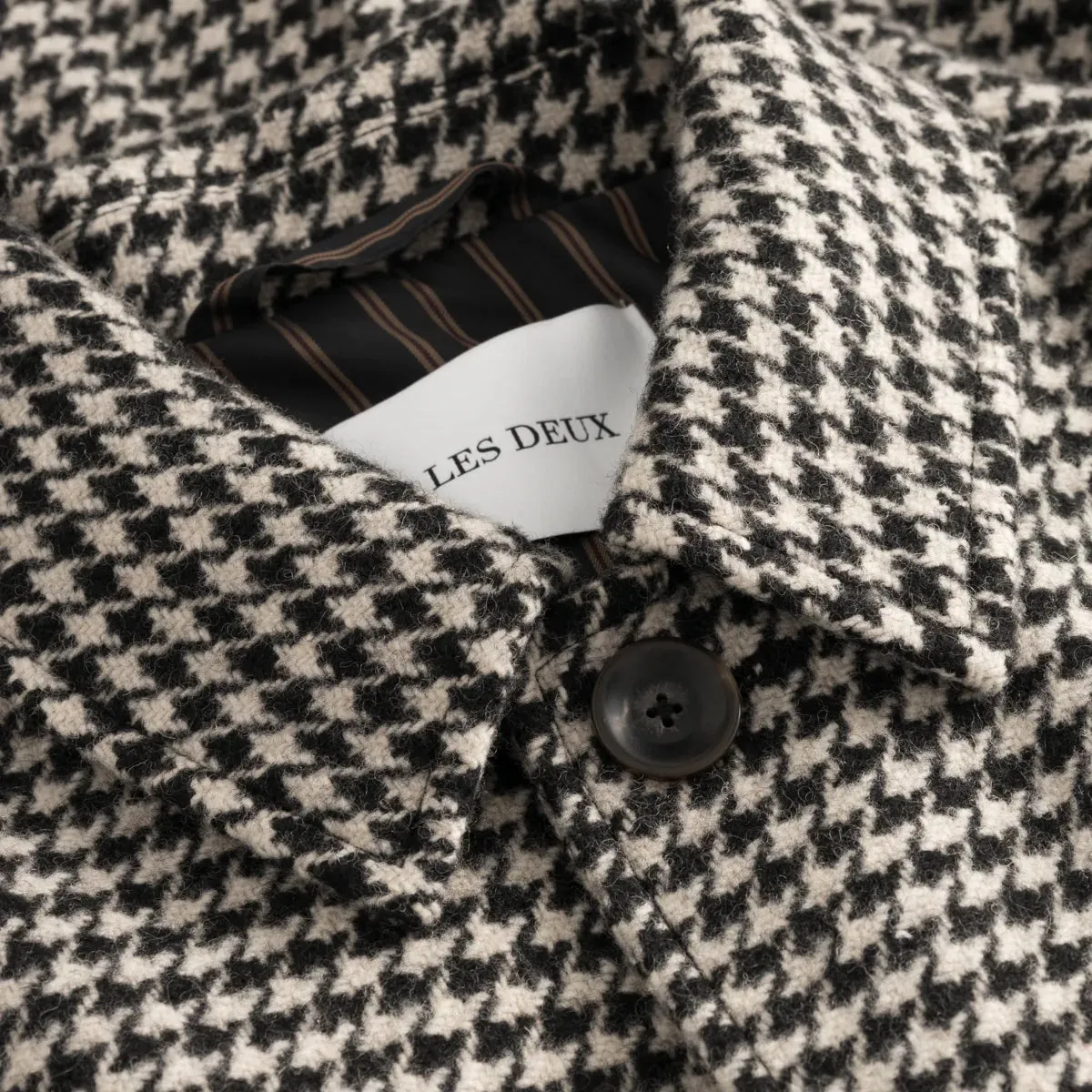 Maximilian Houndstooth Wool Coat - Light Desert Sand/Black