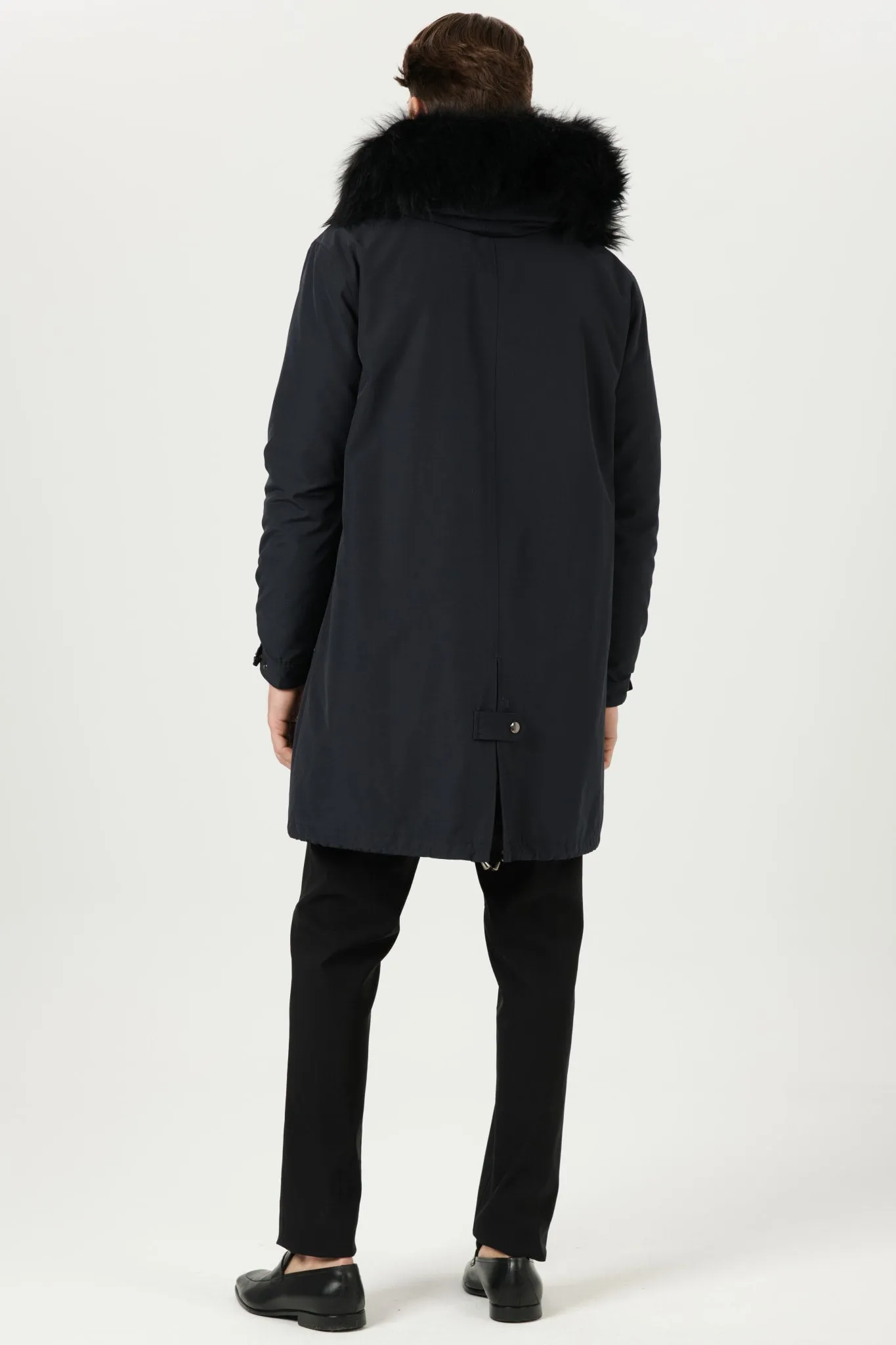 Men's Parka with Select Shearling Lamb Tuxedo and Hood Trim