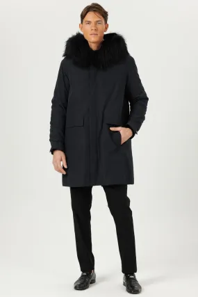 Men's Parka with Select Shearling Lamb Tuxedo and Hood Trim