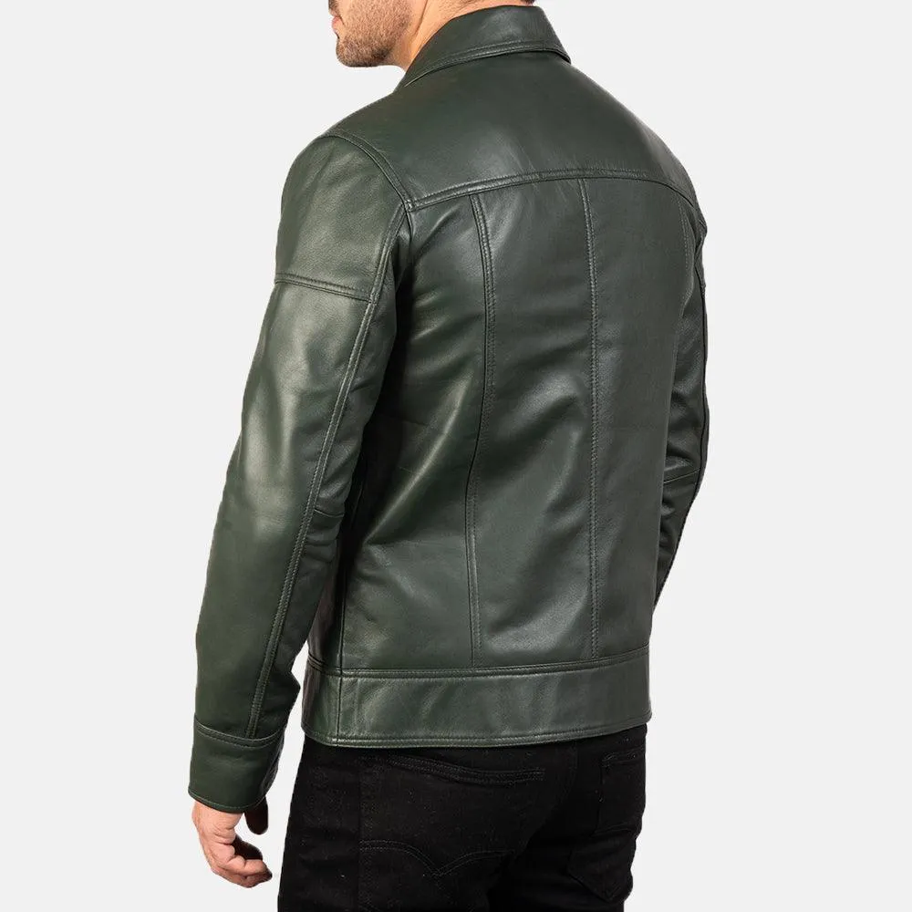 Mens Pine Green Leather Jacket