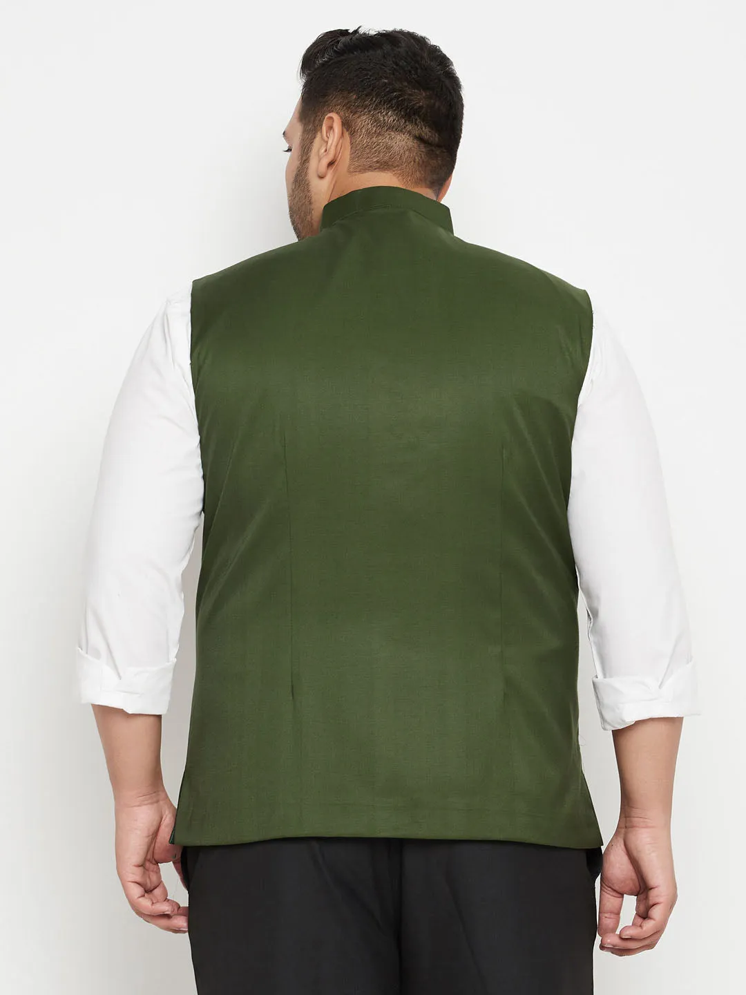 Men's Plus Green Nehru Jacket - Vastramay