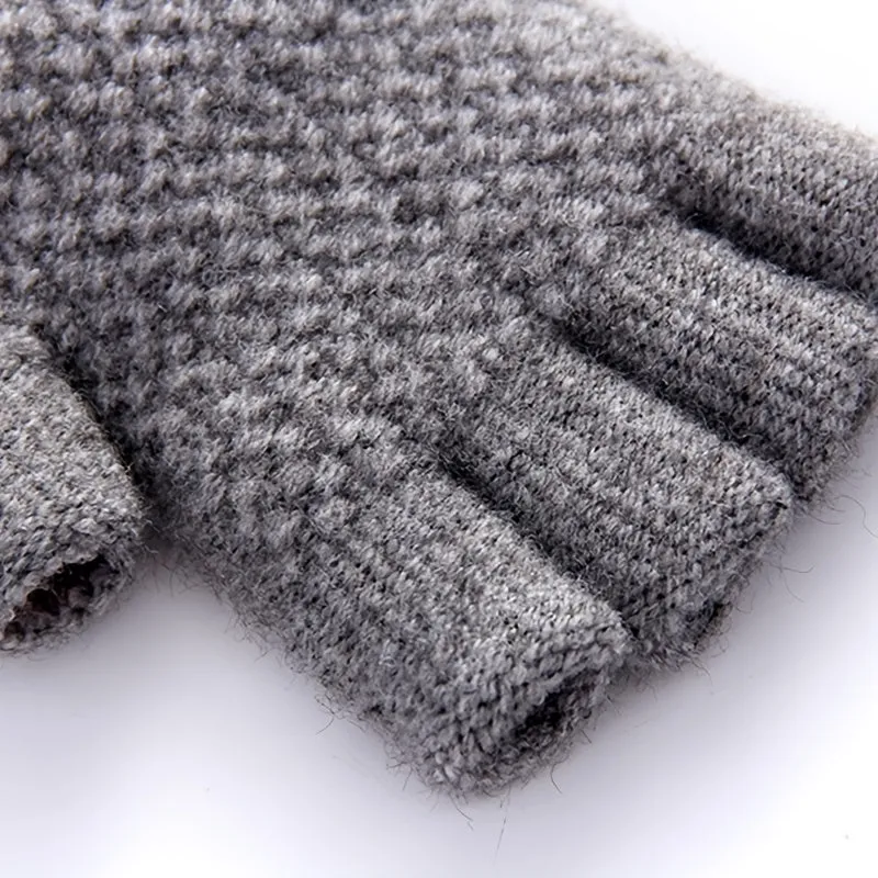 Mens Semifingered Thermal Knit Gloves Set of 2 Pieces