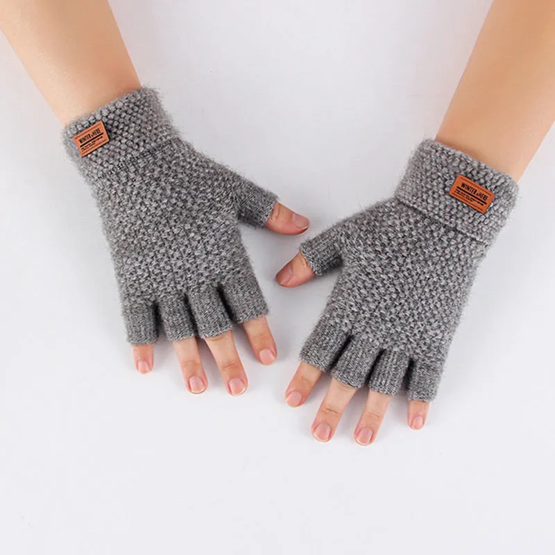 Mens Semifingered Thermal Knit Gloves Set of 2 Pieces