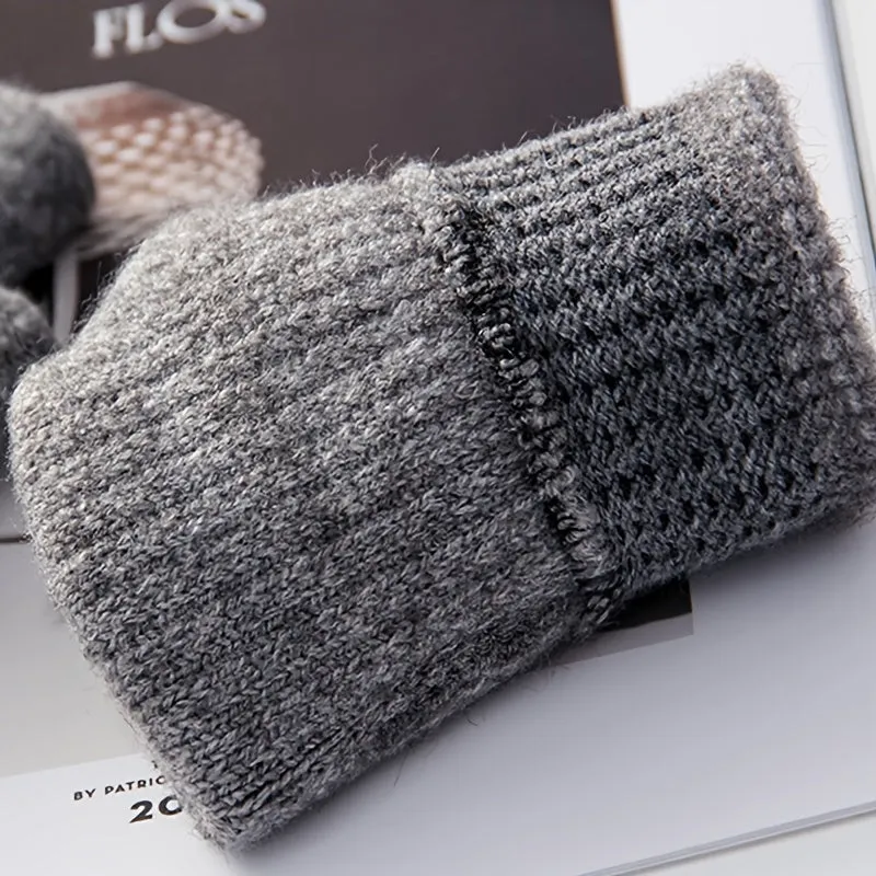 Mens Semifingered Thermal Knit Gloves Set of 2 Pieces