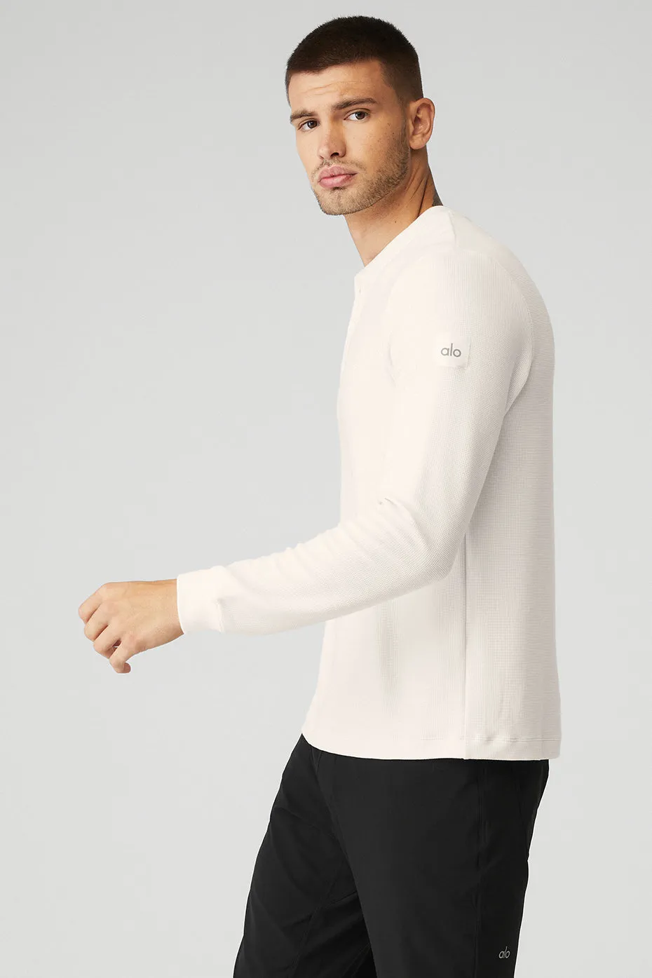 Micro Waffle Fast Break Henley - Ivory