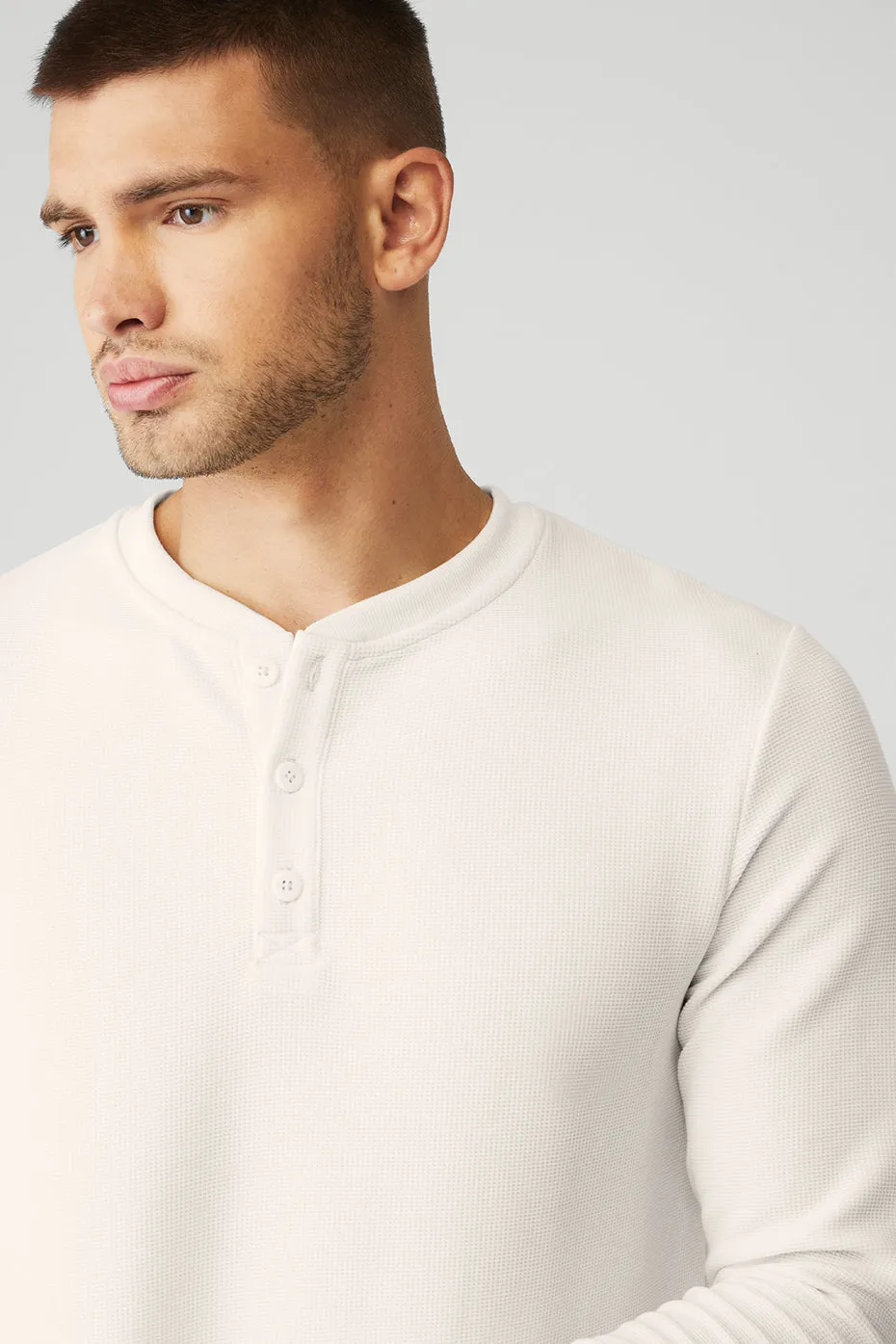 Micro Waffle Fast Break Henley - Ivory