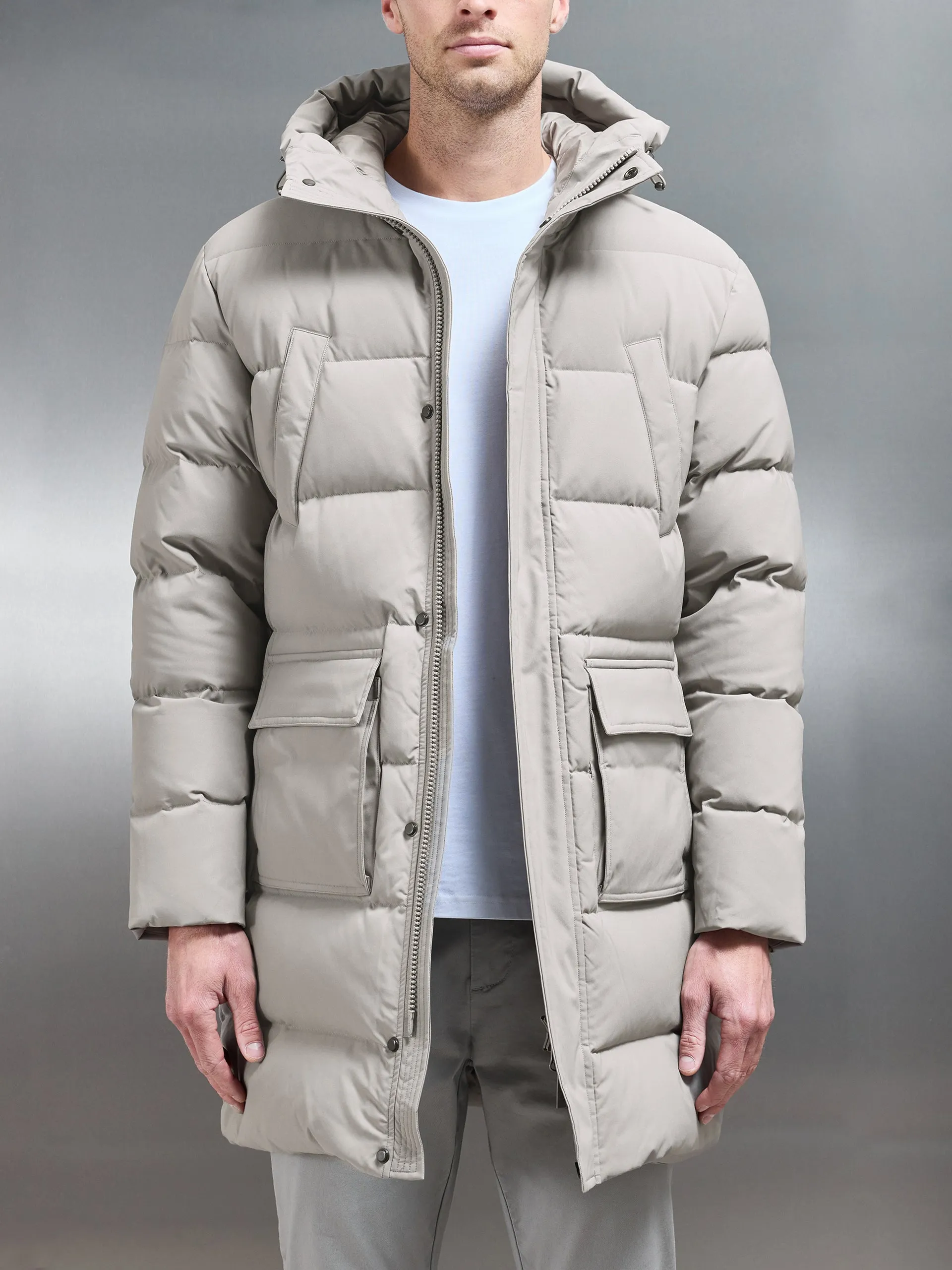 Mid Length Parka in Taupe