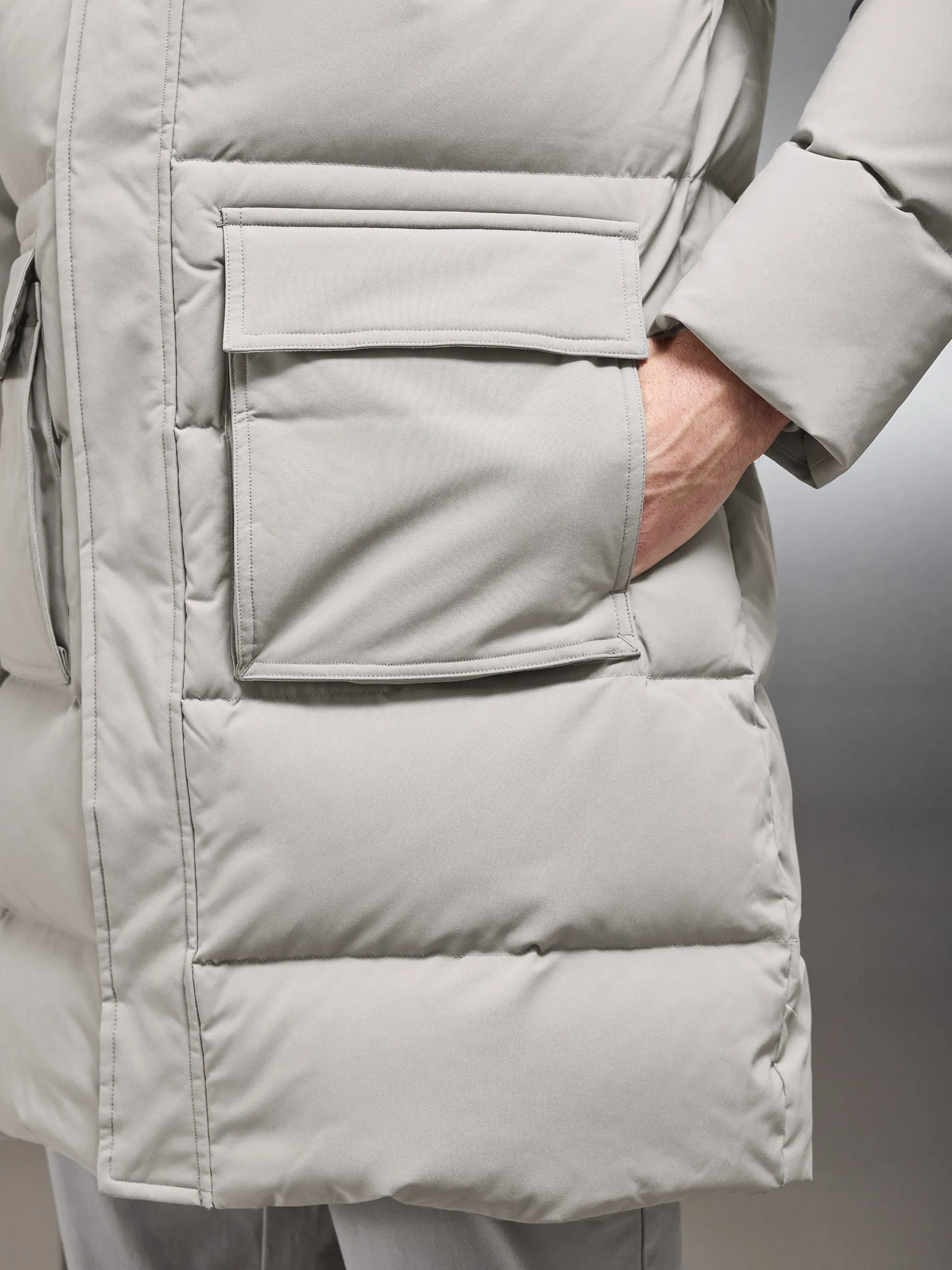 Mid Length Parka in Taupe