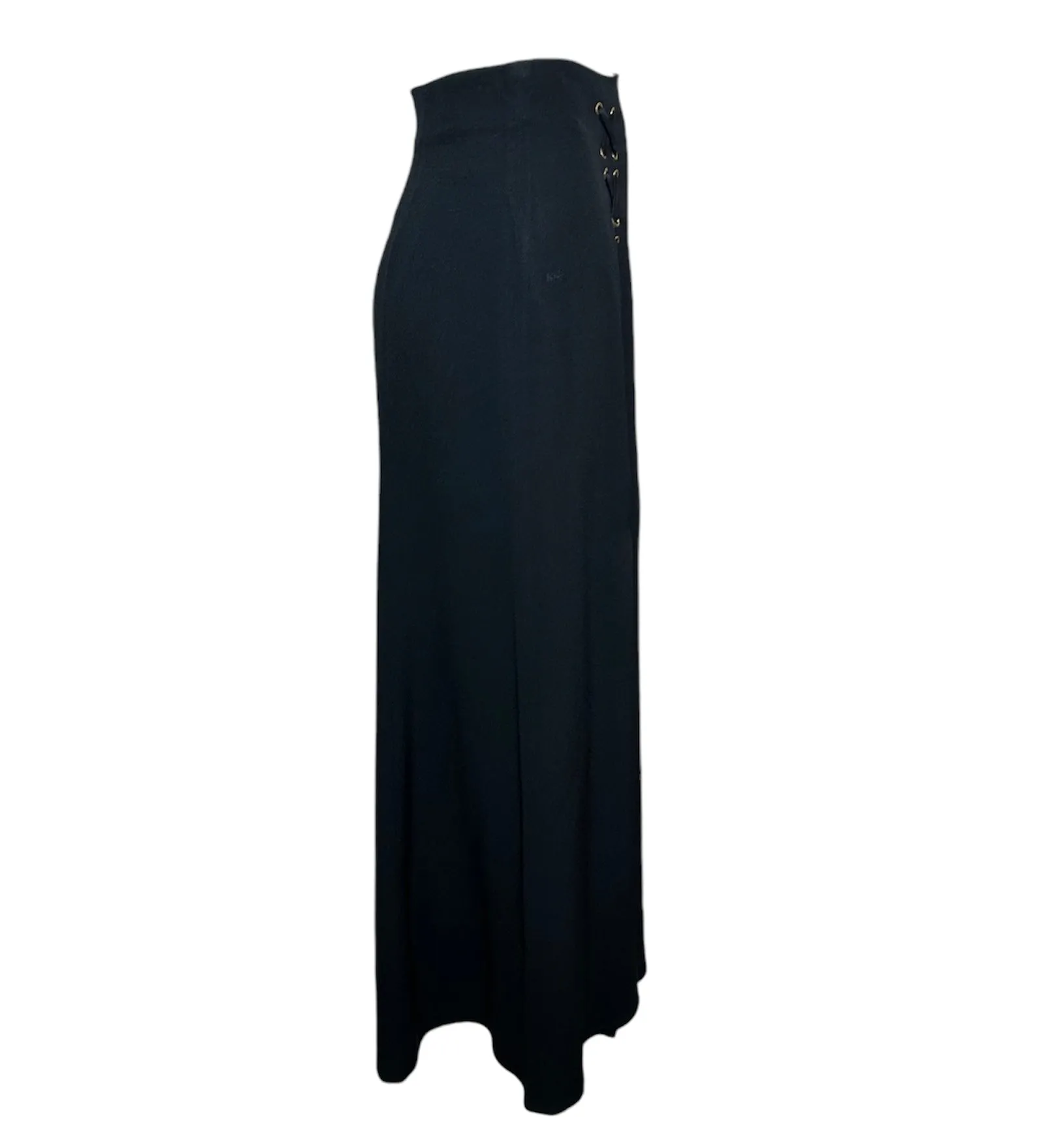 Moschino Cheap & Chic Lace-Up High Slit Flared Maxi Skirt