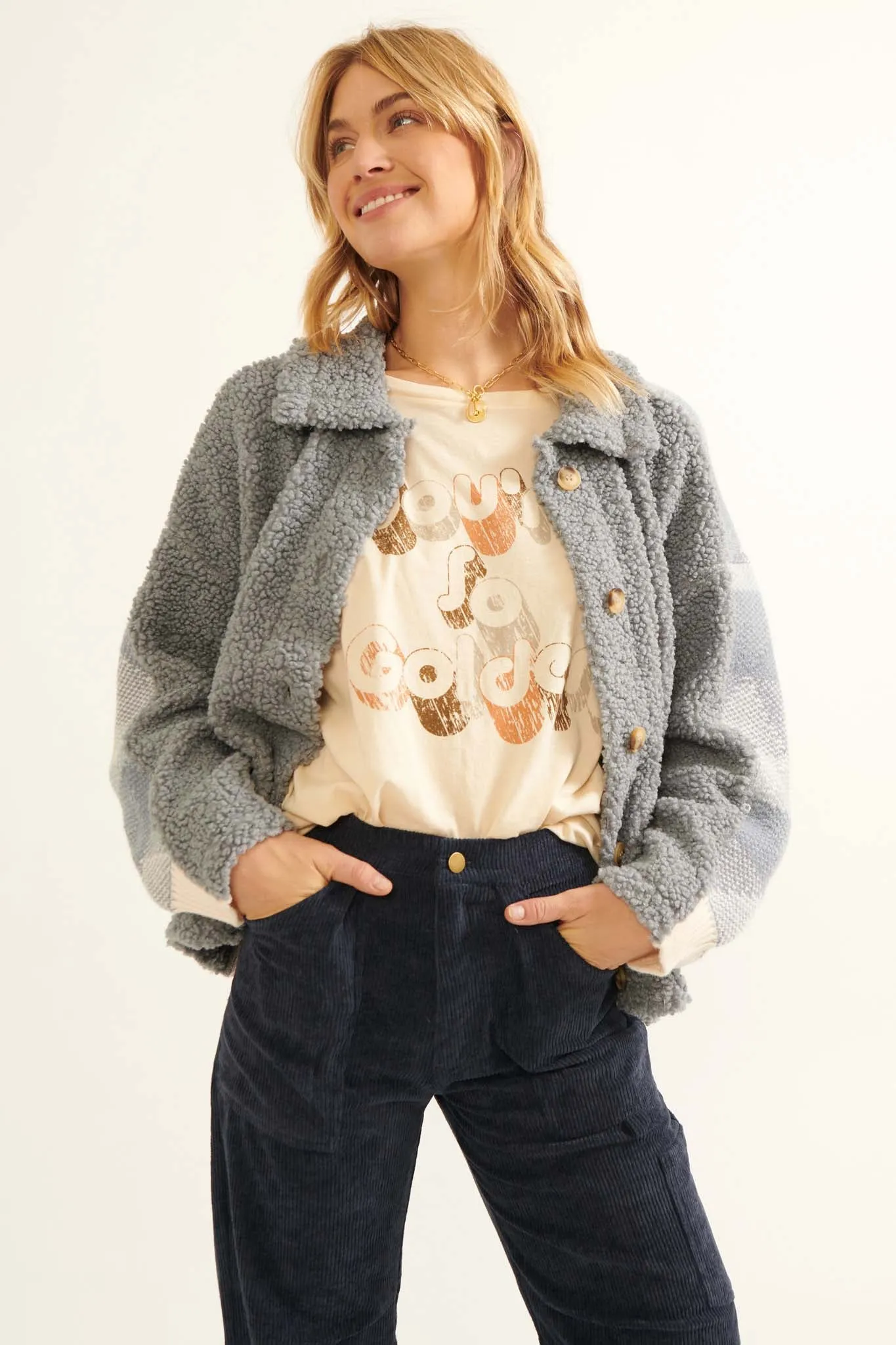 Mountain Mists Faux Shearling Sweater Jacket