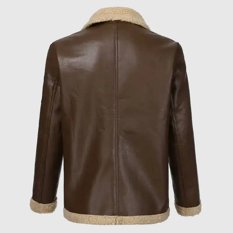 New High Premium Men's Aviator Shearling Leather Coat