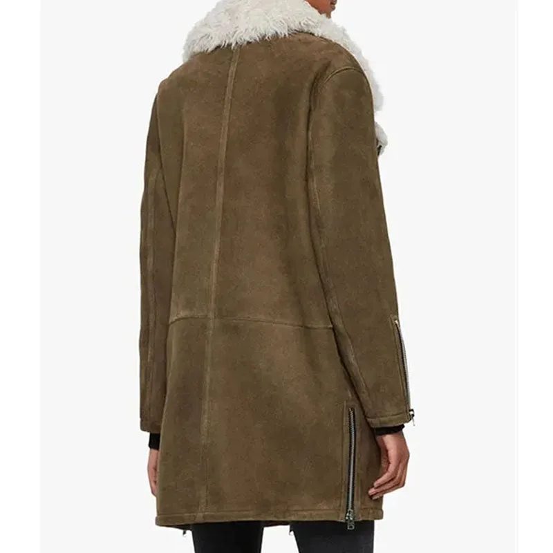 New Winter Warm Janet Shearling Longline Aviator Coat