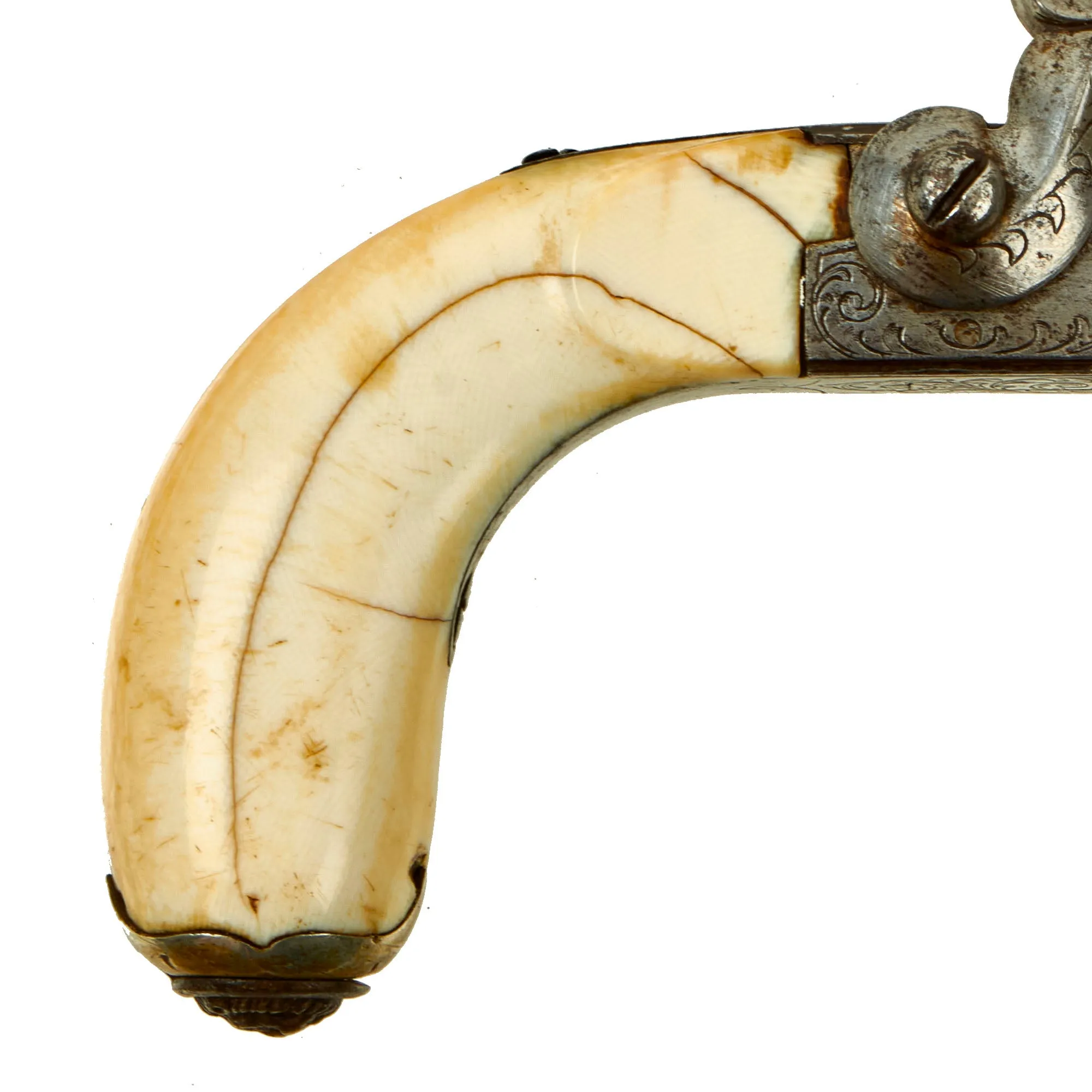 Original Belgian Brass Barreled Vest Percussion Pistol marked to P. LaVaelt - Rio de Janeiro with Ivory Grip