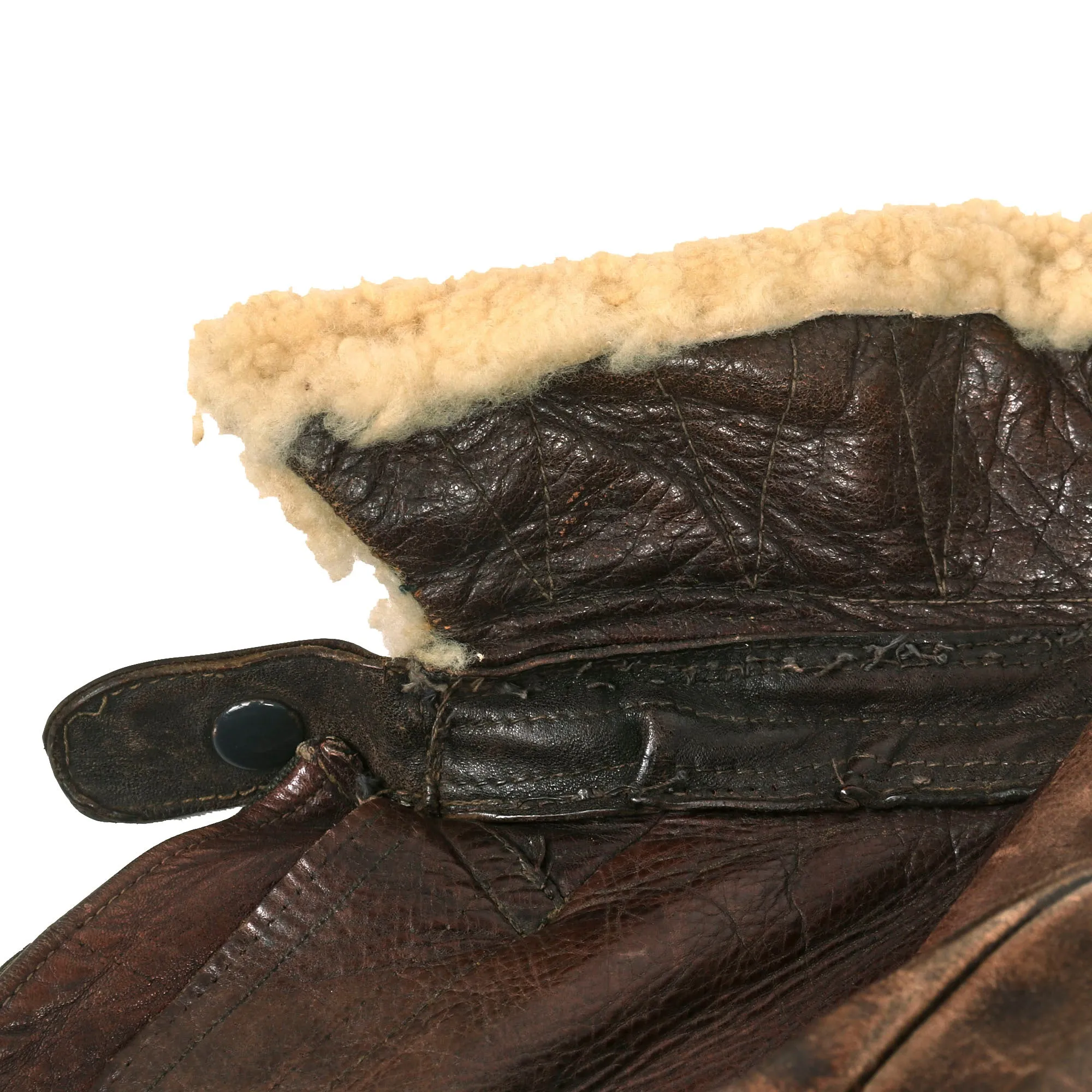 Original German WWII Luftwaffe Pilot's Brown Leather Flight Jacket with Shearling Collar