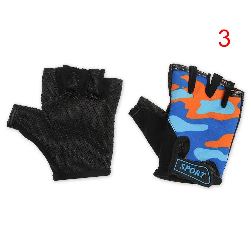 Outdoor High Elastic Riding Equipment Cycling Half Finger Mittens Child Bicycle Gloves Children's Bike Gloves Camouflage