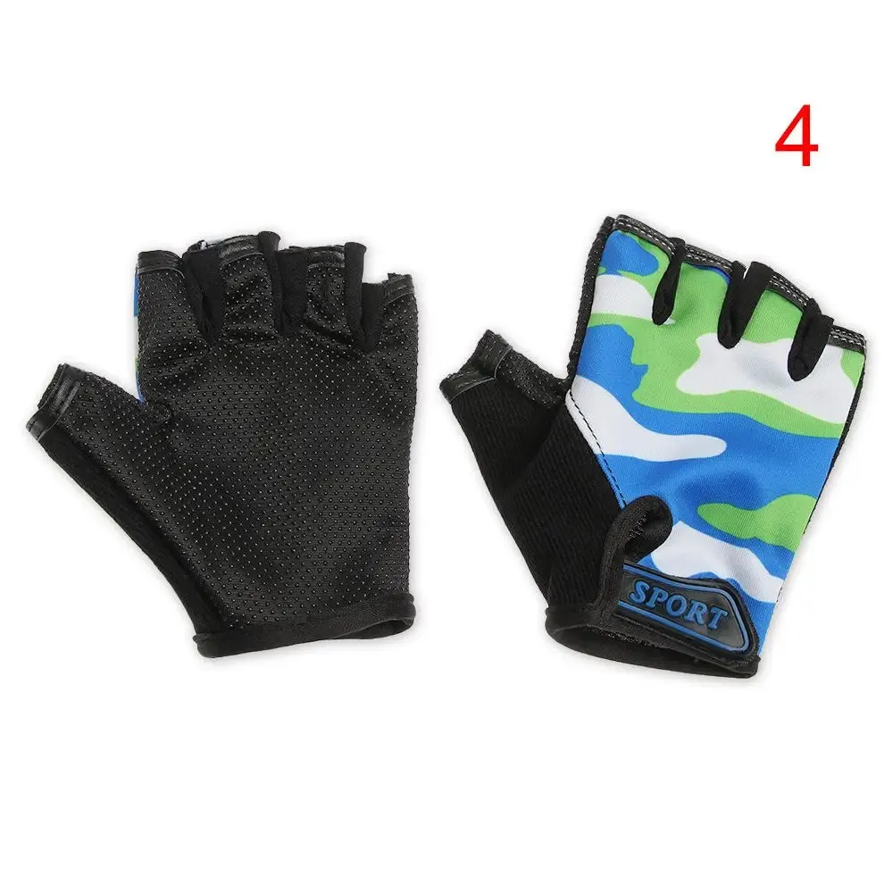 Outdoor High Elastic Riding Equipment Cycling Half Finger Mittens Child Bicycle Gloves Children's Bike Gloves Camouflage