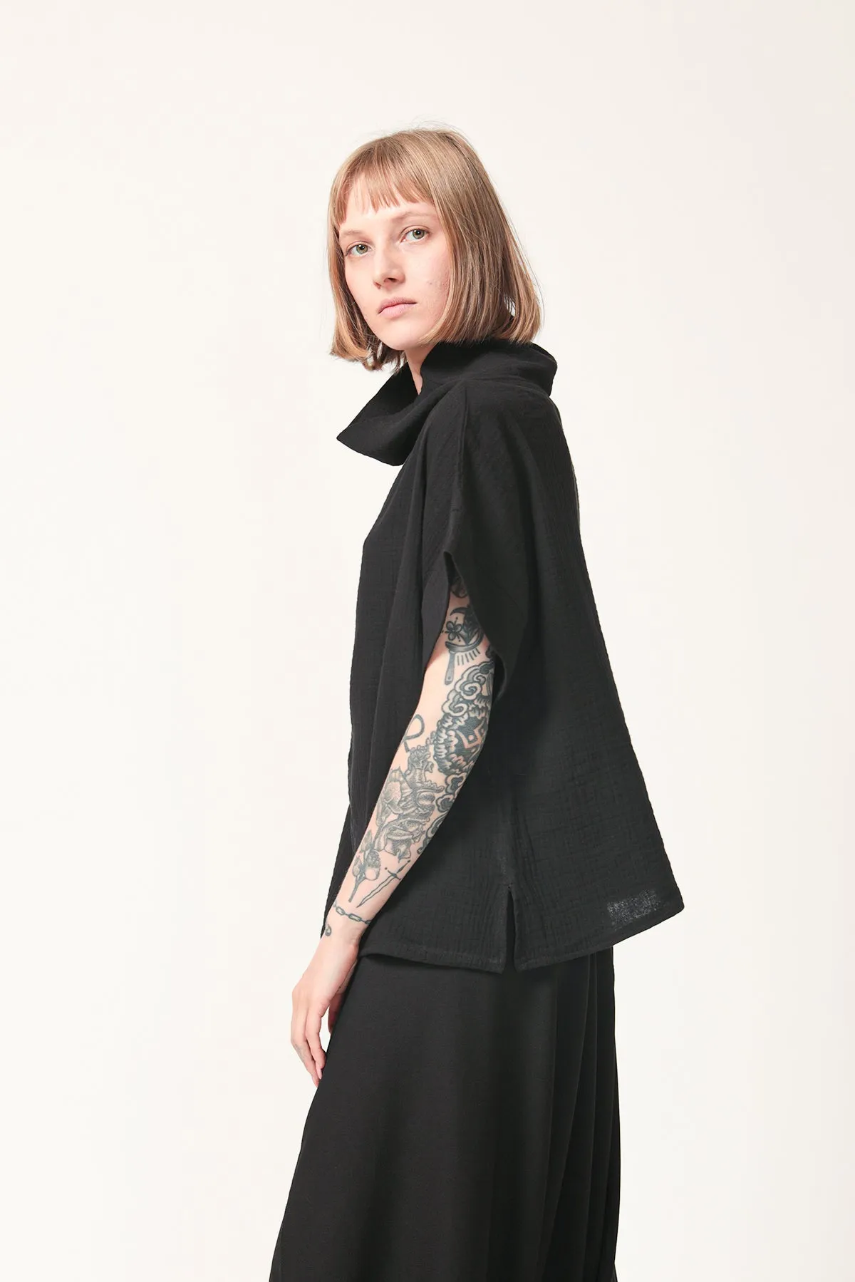 Oversize Black Cotton Top