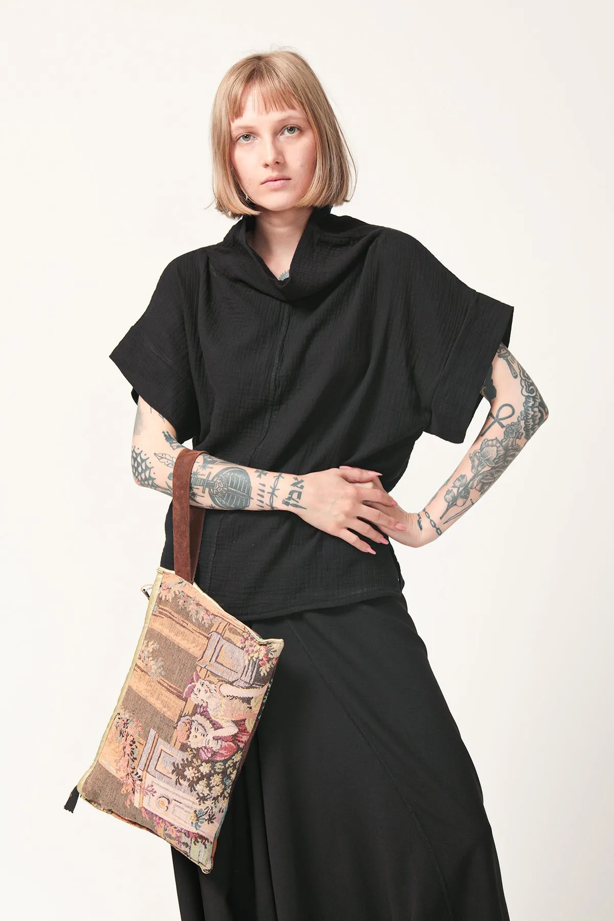 Oversize Black Cotton Top