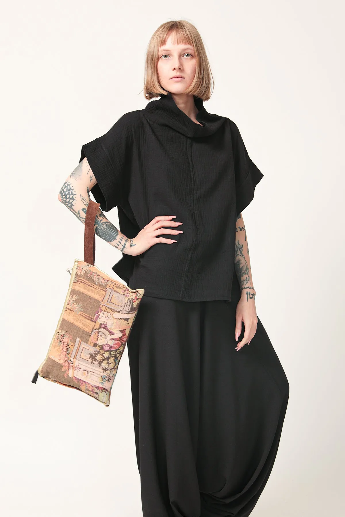 Oversize Black Cotton Top