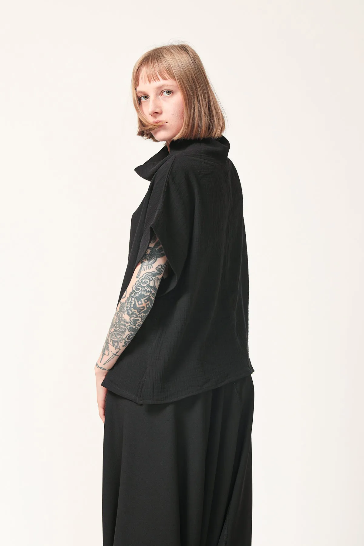 Oversize Black Cotton Top