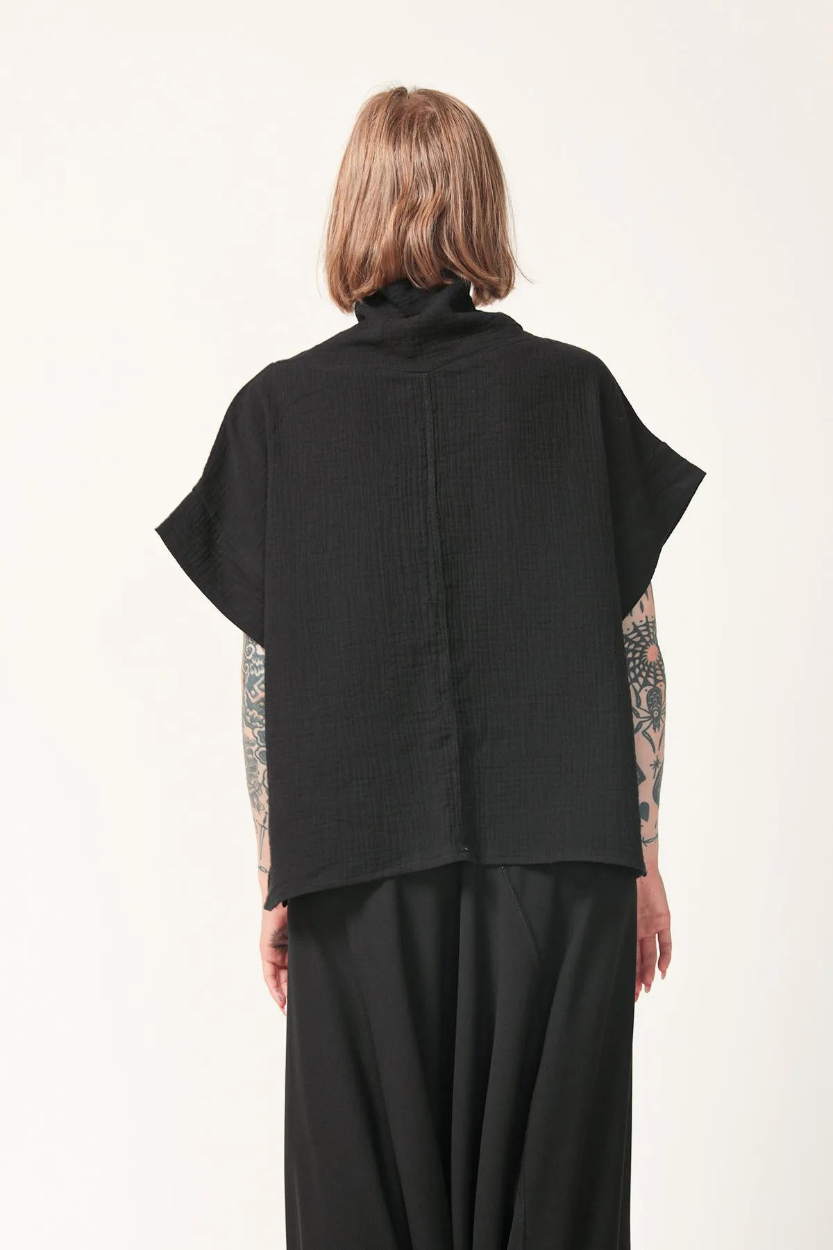 Oversize Black Cotton Top