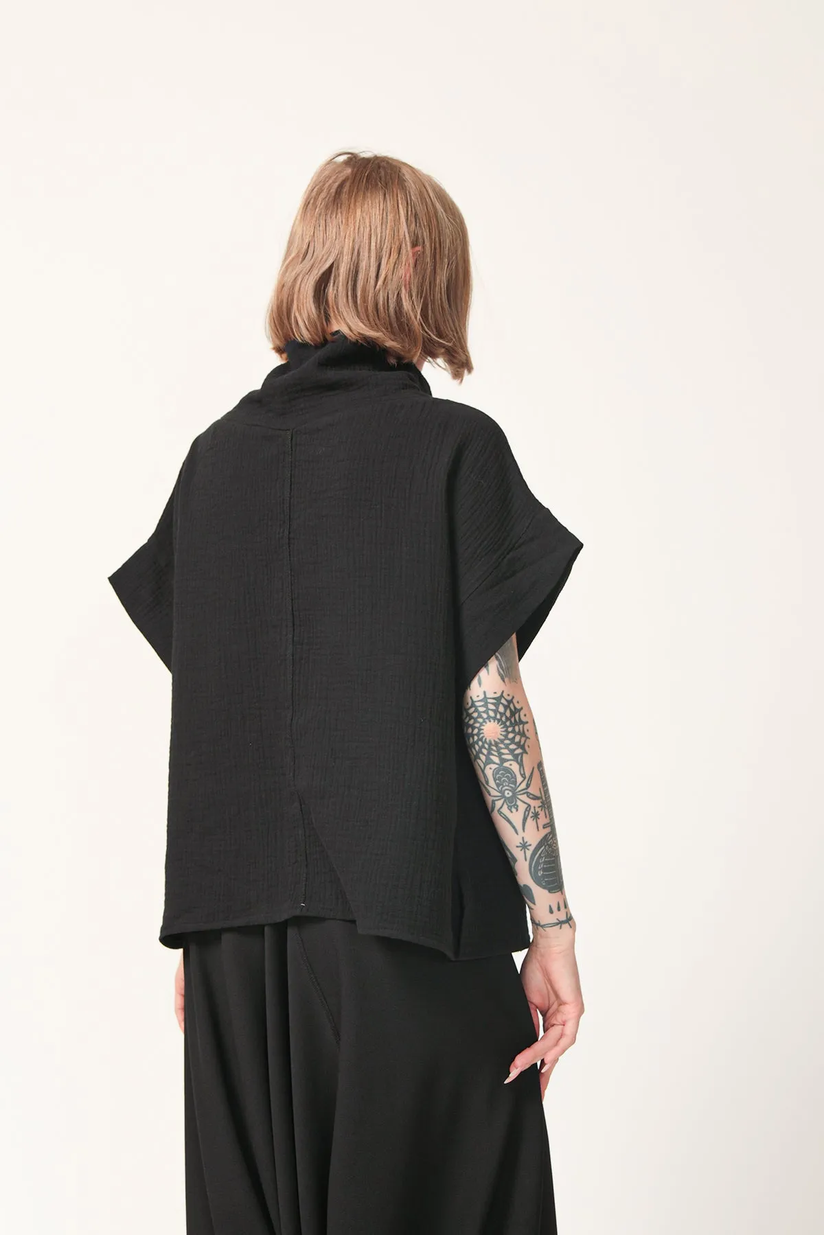 Oversize Black Cotton Top