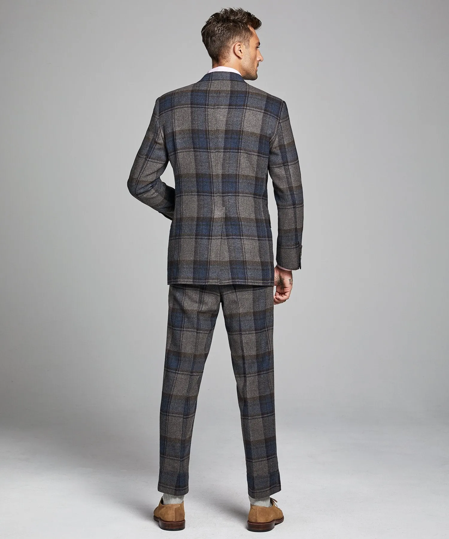 Oversized Check Sack Suit Coat in Charcoal