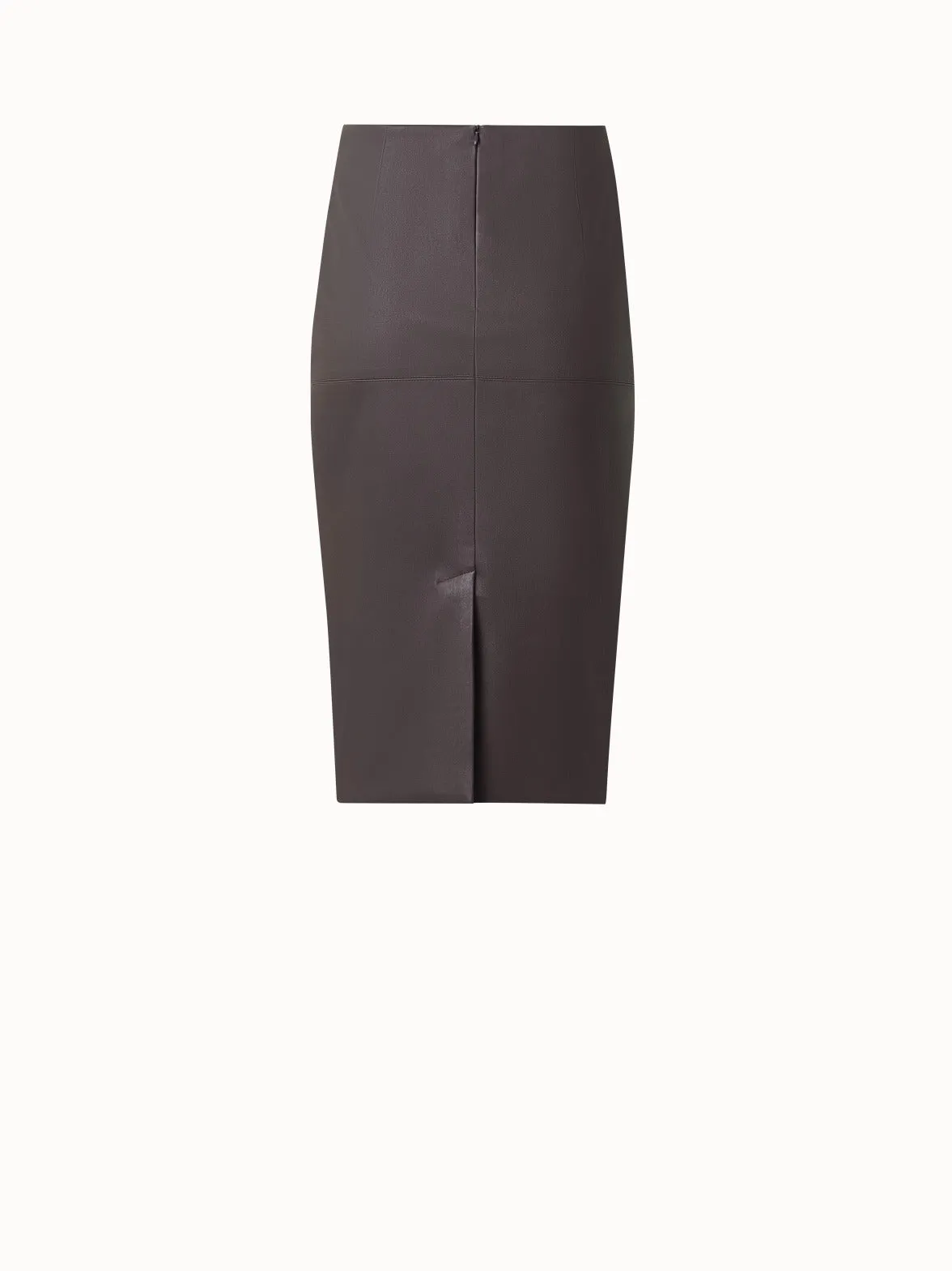 Pencil Skirt in Stretch Nappa Leather with Back Slit