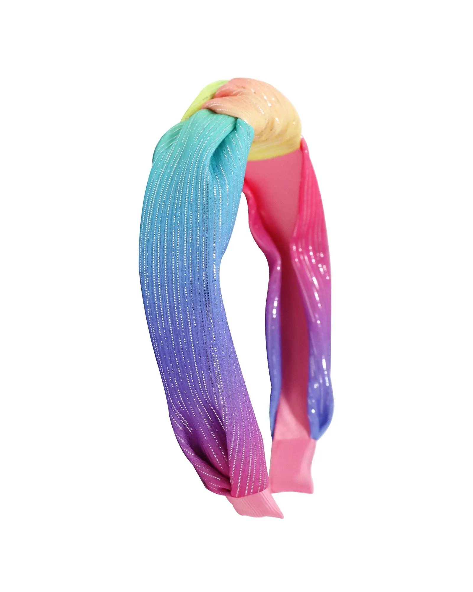 Pink Poppy Head Band Rainbow Knot