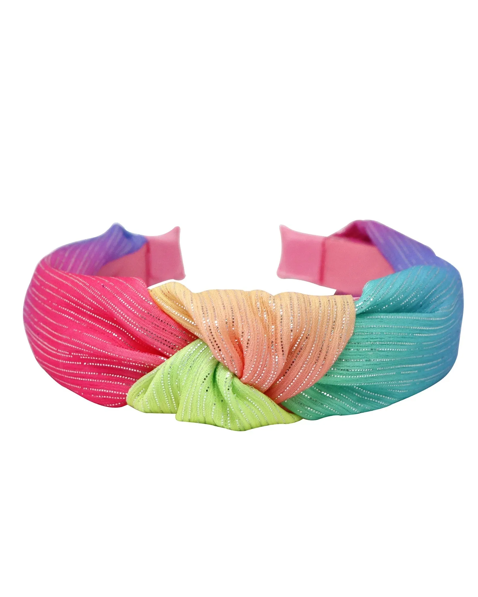 Pink Poppy Head Band Rainbow Knot