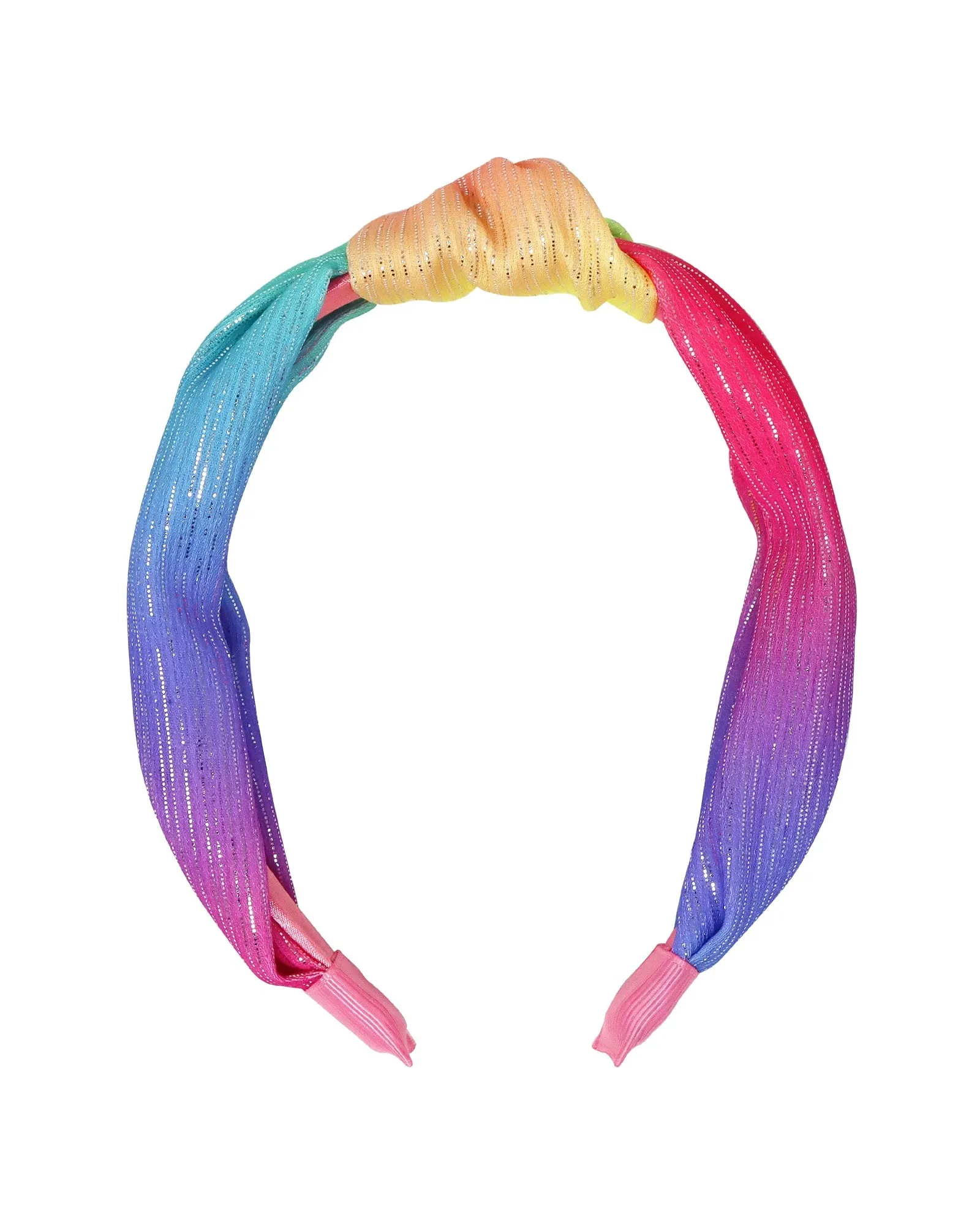 Pink Poppy Head Band Rainbow Knot