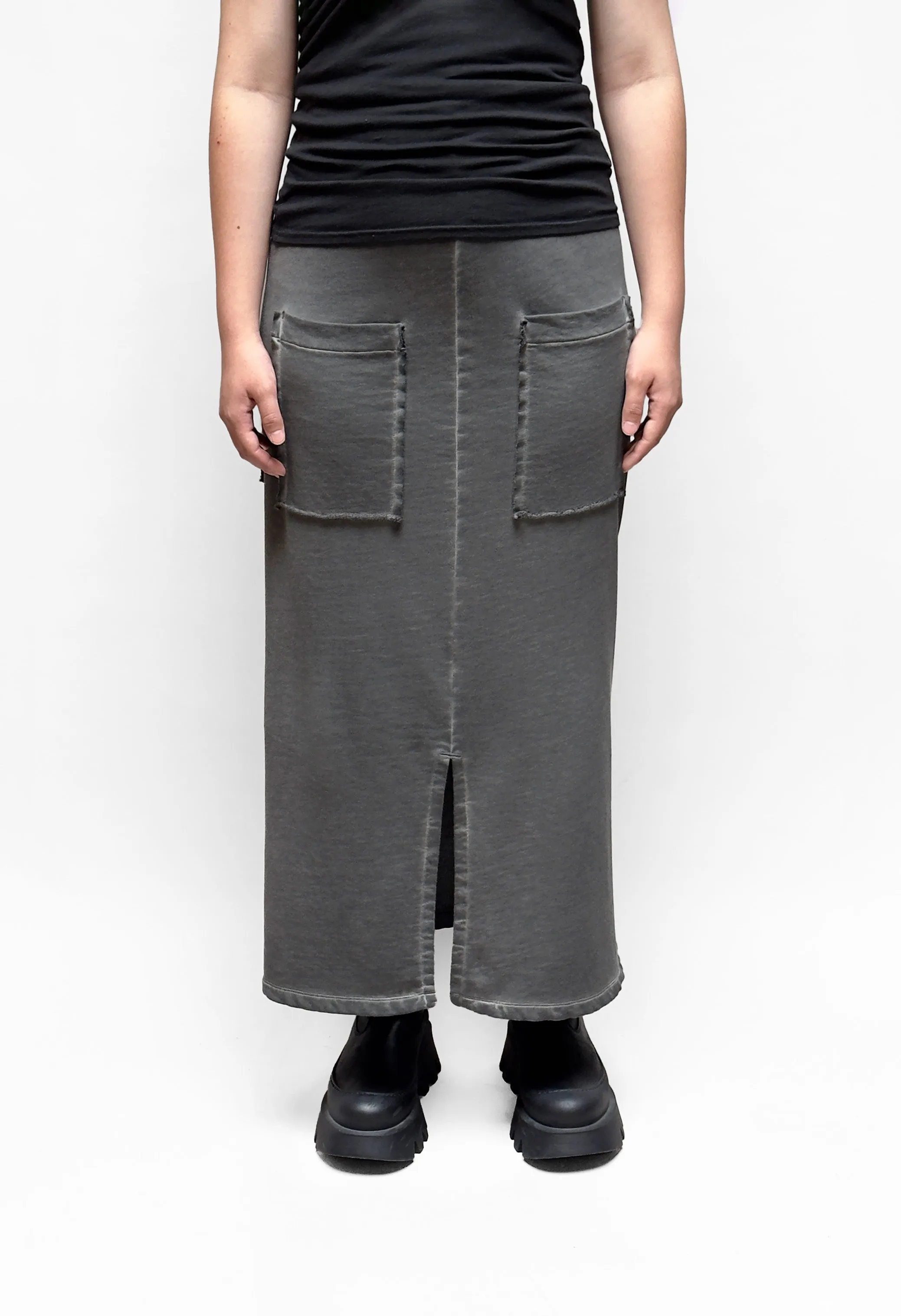 PLU Knit Pencil Skirt in Asphalt Wash